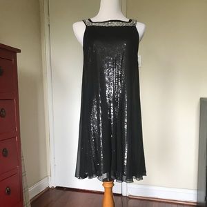 💯 Silk Sequin & Sheer Swing Evening Prom Dress